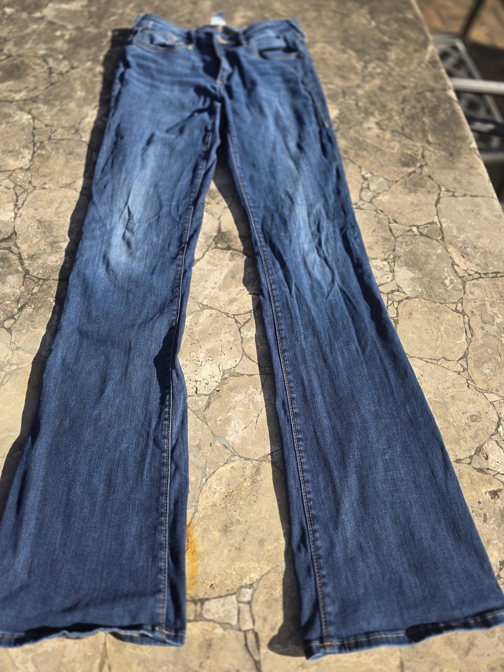 True Religion Women's Blue Flared Jeans - Classic Wide Leg